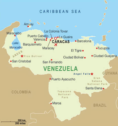 Venezuela Caracas Map